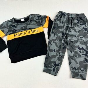 "Mama's Boy" Camo 2 Piece Jogger Set NWOT